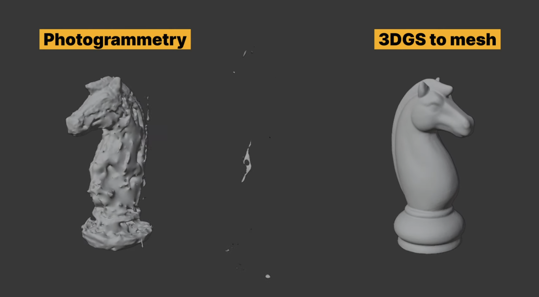 Photogrammetry mesh compared with a 3DGS-to-mesh reconstruction
